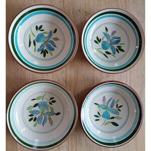 Stangl Pottery Blue Flower Country Garden Hand Painted Bowls 5.5" MCM Set Of 4